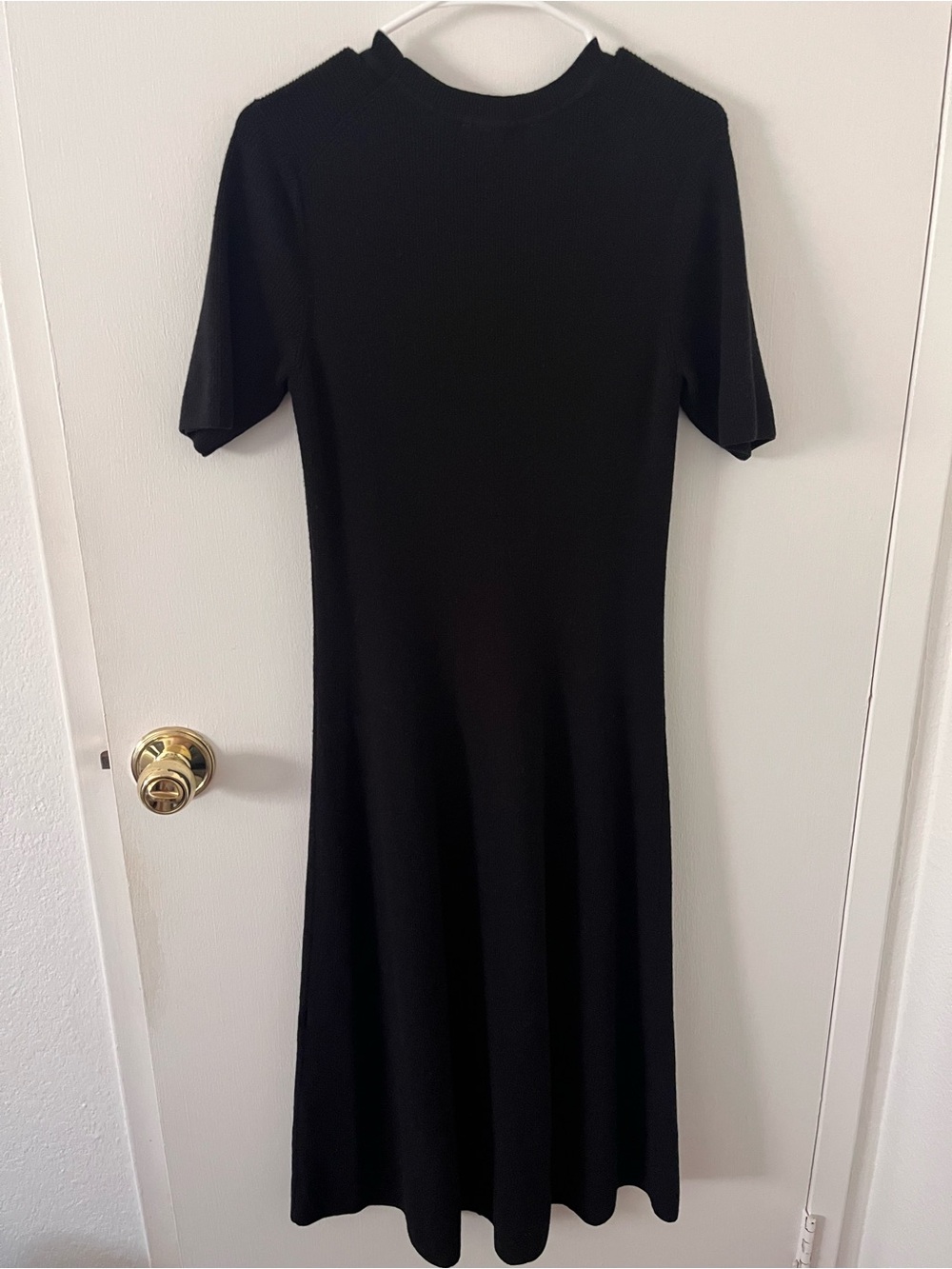 Everlane The Ribbed Sweater Dress Black Organic Cotton Merino Knit Size Large - Picture 8 of 10